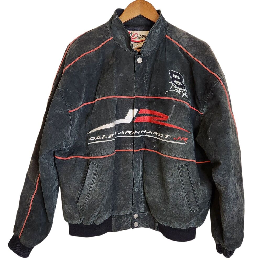 Vintage Dale Earnhardt Jr 8 Chase Authentics Budweiser Mens Leather Jacket Sz XL